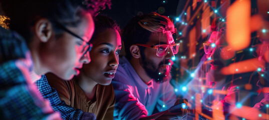 Futuristic Diverse Team Collaboration on Digital Project - Embracing Innovation and Growth Together