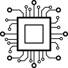 Processor chip icon for for graphic design, logo, web site, social media, mobile app, ui illustration