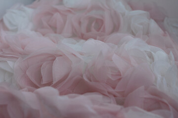 close up of pink rose fabric petals