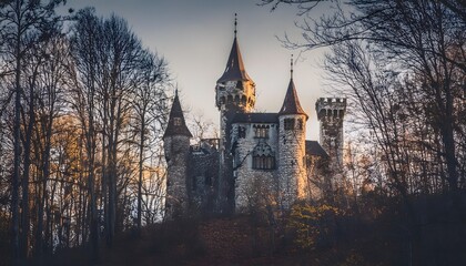 Obraz premium A old castle in the forest