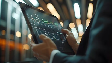 Financial Planner Consulting Client Using Tablet with High Tech Planning Tools