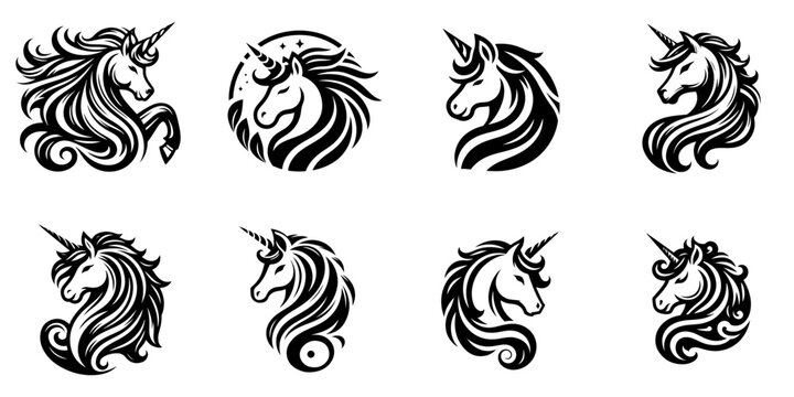 unicorn as a simple logo icon vector isolated on transparent background