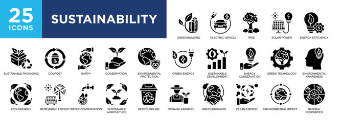 Sustainability, eco, green, ecology, environment, sustainable icon set. icons collection. Simple vector illustration