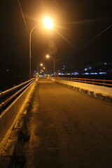 Soft street lights on a quiet night