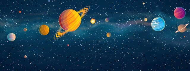 Illustration planets orbiting a central star, their positions changing dynamically.