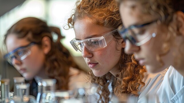 A team of researchers conducting an experiment involving complex chemical reactions, with a focus on their collaborative efforts.