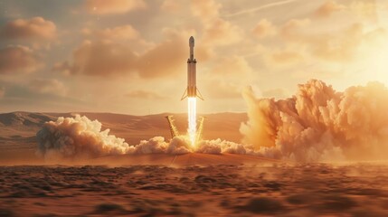 SpaceX Rocket Launch at Sunset