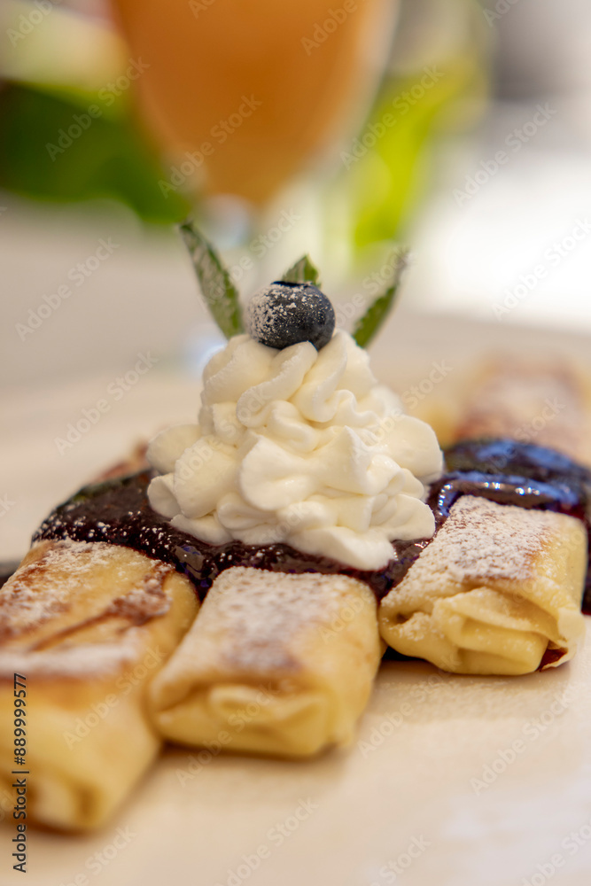 Wall mural pancakes with blueberries