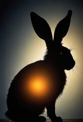 Naklejka premium Silhouette of a Rabbit with the Sun Behind it