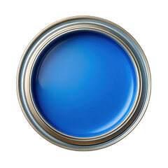 Blue paint can top view isolated on transparent background
