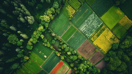 Fototapeta premium Agroecosystems: Modified ecosystems tailored for agriculture, including areas like croplands, pastures, and orchards, aimed at supporting sustainable farming practices. 