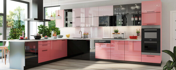modern kitchen interior with kitchen