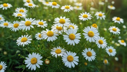 Fototapeta premium White Daisies in a Field of Green