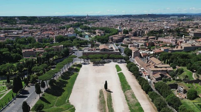  Aerial View Above Circus Maximus - Ancient Roman Stadium for Chariot Racing