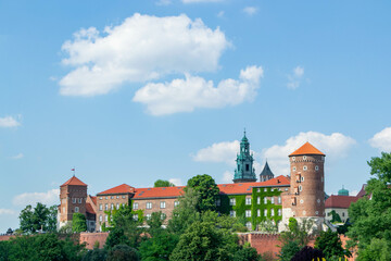 Ancient facade of the building Wawel Castle City of Krakow Poland
