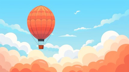 Fototapeta premium A hot air balloon floating in the empty sky is a symbol of freedom and adventure.