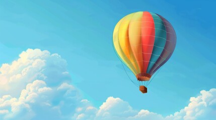 Fototapeta premium A hot air balloon floating in the empty sky is a symbol of freedom and adventure.