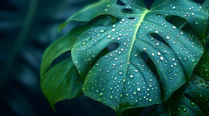 Obraz premium A close up of a surface of green leaves texture. The leaves are arranged in a way that creates a sense of depth and movement. Scene is serene and peaceful, as if the viewer is standing in a lush.