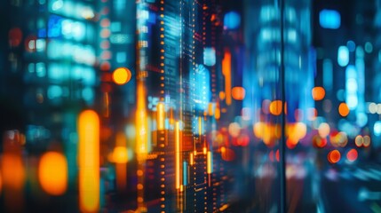 Obraz premium financial trends with an Impressionistic touch, using innovative lighting techniques