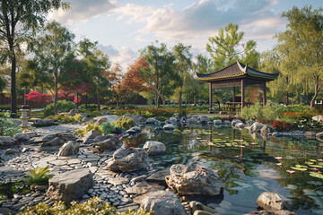 Obraz premium japanese garden in fall