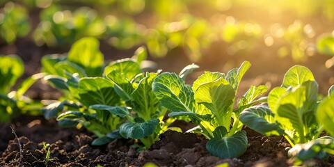 Obraz premium Lush new produce sprouting in open air.