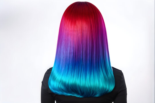 Modern trendy AirTouch technique for hair dyeing. Look from behind
