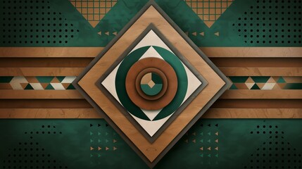 Geometric ethnic design with repeating triangles and dots in red and silver