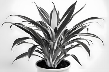 Dracaena fragrans tornado plant in pot plain background, AI Generated
