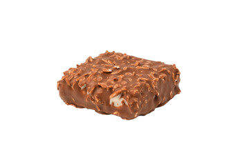 Chocolate coconut wafer bar isolated on white background.