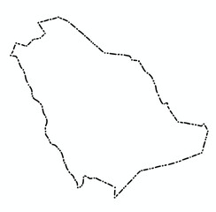 Doodle freehand dash line drawing of Saudi Arabia map.