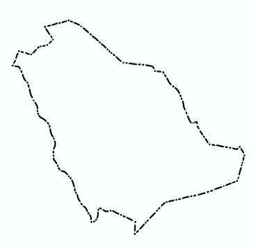 recommend clip art: Doodle freehand dash line drawing of Saudi Arabia map.