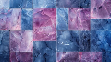 Abstract Blue and Purple Tile Pattern with Cracks