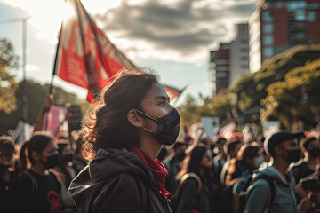 People in revolution, protesting and demonstrating against oppression