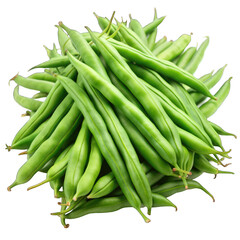 Obraz premium Pile of fresh green beans isolated on transparent background
