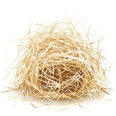 A pile of raw hemp fibers, raw material, vector art, natural tan, isolated on white background