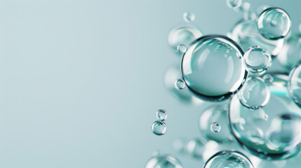 Stunning illustration of air bubbles in clear liquid, capturing water or gel texture and beauty care products.