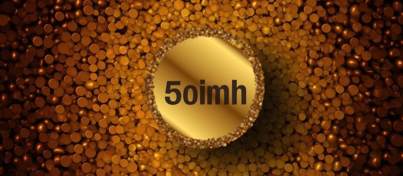 Golden Circle with Text '50imh' on a Background of Gold