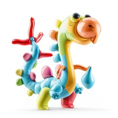 Obraz premium Colorful Balloon Dinosaur: Playful Animal Balloon Art for Creative Kids' Party on White Background, generative Ai