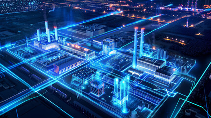 Fototapeta premium Extensive use of the Internet and the Internet of Things for industrial production mode, Industry 4.0, new quality productivity