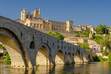 Pont Vieux- A bridge spans a river with a castle in the background
