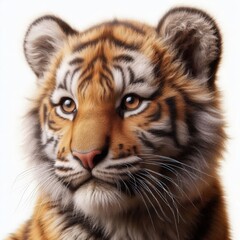 Fototapeta premium Beautiful tiger cub on a white background 