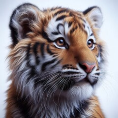Obraz premium Beautiful tiger cub on a white background 