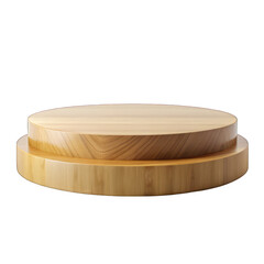 Wooden round podium isolated on transparent background