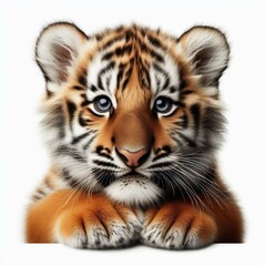 Obraz premium Beautiful tiger cub on a white background 