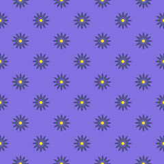 seamless pattern: blue with yellow flowers against violet background