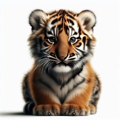 Obraz premium Beautiful tiger cub on a white background 