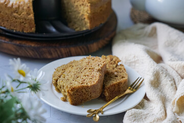 Homemade steamed sponge banana cake