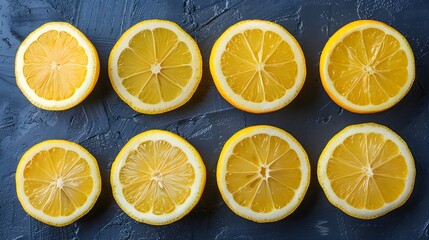 Lemon slices isolated on blue background