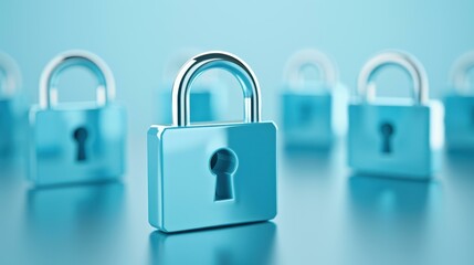 Fototapeta premium Protect your data with access control and cyber security measures, featuring padlocks on a digital screen.