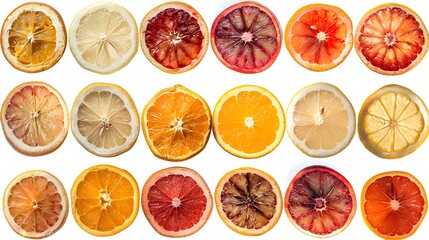 Fruit slices isolated on white background